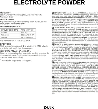 BULK POWDERS Electrolyte Powder, Unflavoured, 500 g