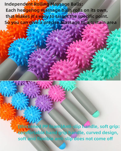 SIKATIHU Fascia Muscle Roller Stick Hedgehog Massage Roller Yoga Stick Hand-held Body Massage Tool for Cellulite and Muscle Soreness,Physical Therapy &Recovery,Reduce Leg Cramps (Orange)
