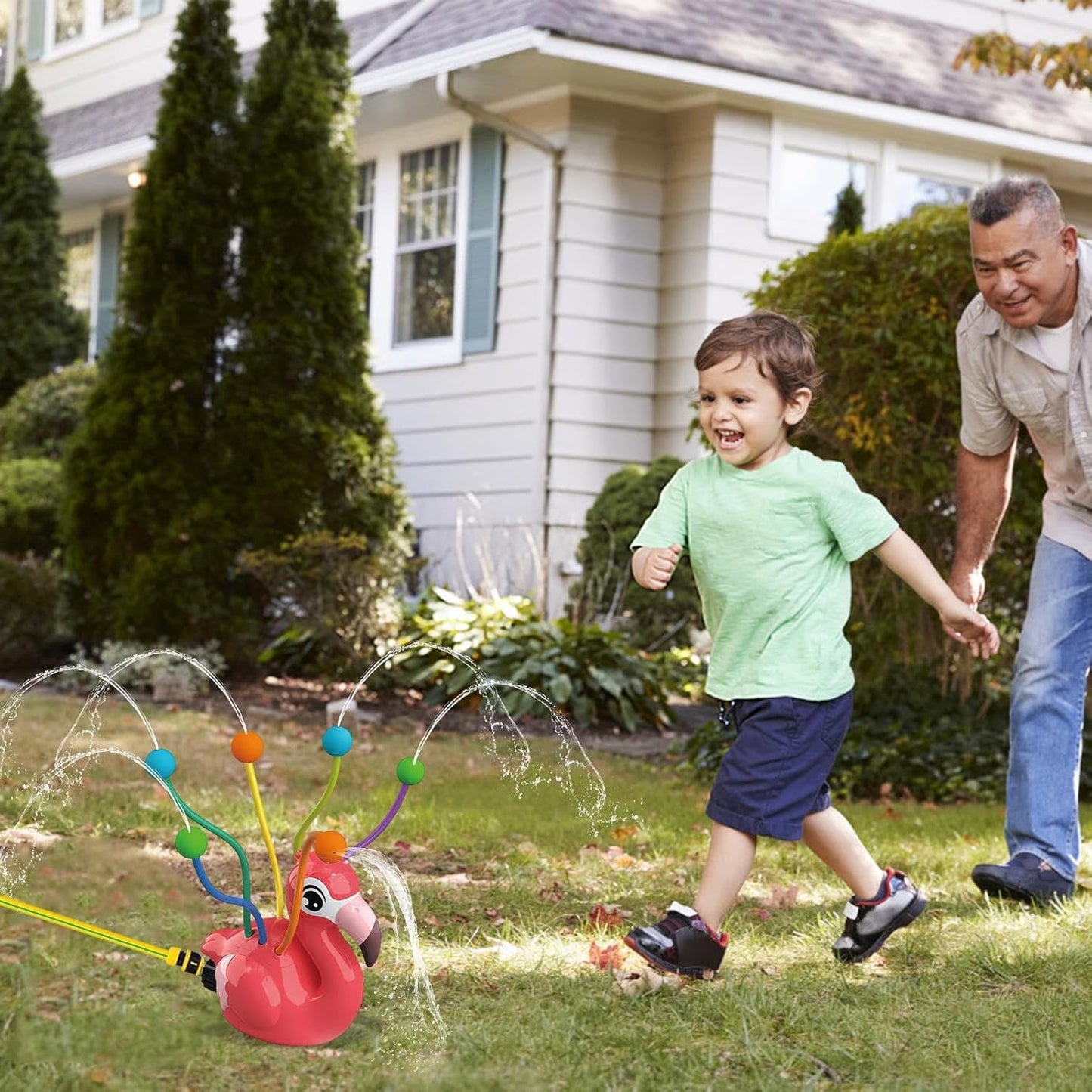 Kids Sprinkler Game, Rotating Outdoor Spray Play Toy, 7.49 x 7.49 x 4.73 Inches, Rotating Sprinklers, Fun Splashing Water Games for Backyard, Garden, Lawn, Deck Plays, Multicolour