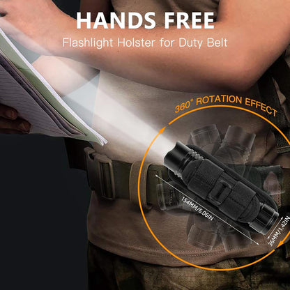KunHe Rechargeable Flashlight High Lumens Duty Flashlight with Belt Holster Bright LED Tactical Flash Light with 4 Modes Long Lasting IPX7 Water Resistant for Security Police