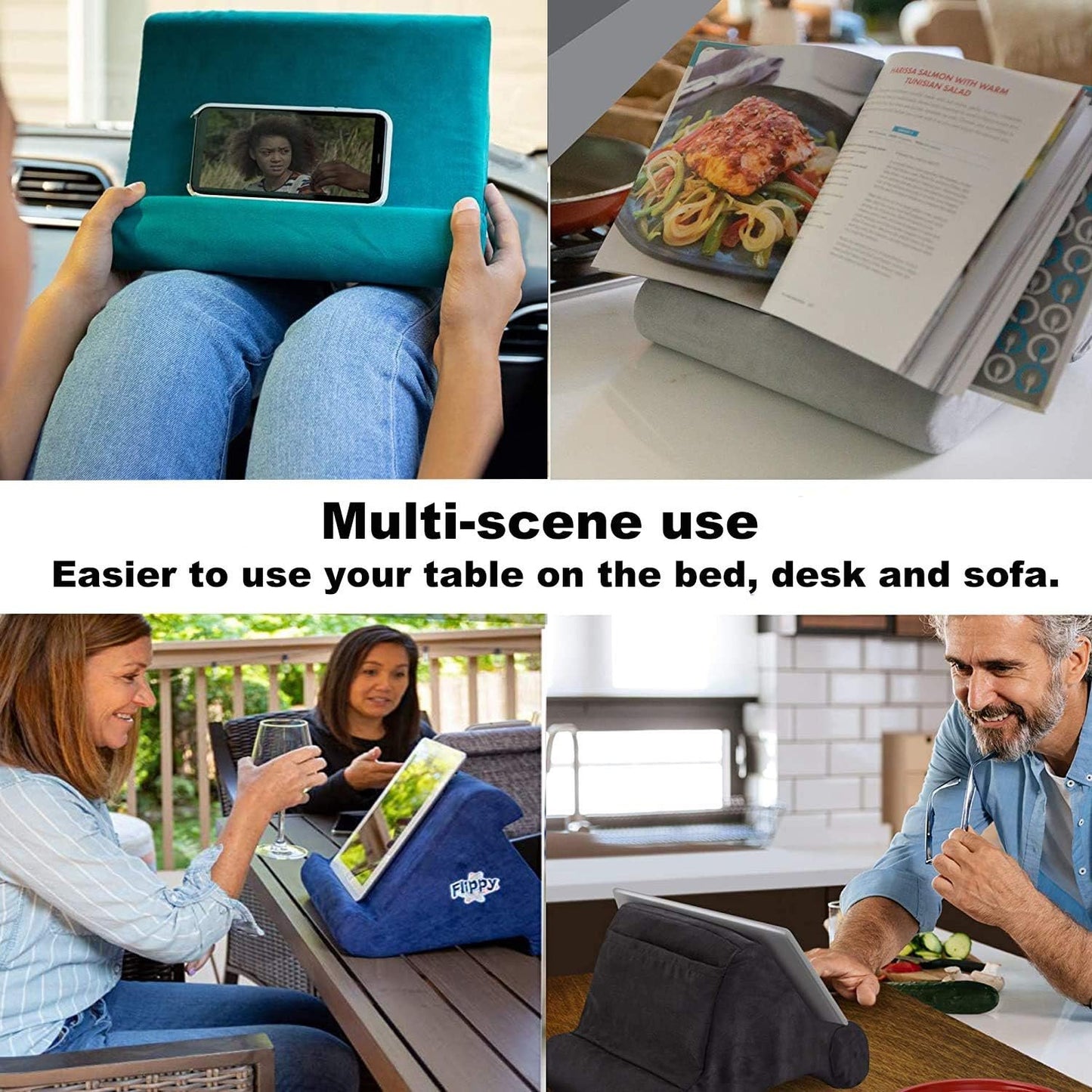 FANIER Multi-Angle Tablet Support Cushion, Universal Sponge Tablet Holder, Compatible with Tablets, iPads, Electronic Book Readers, Smartphones, Magazines (Sea Blue)