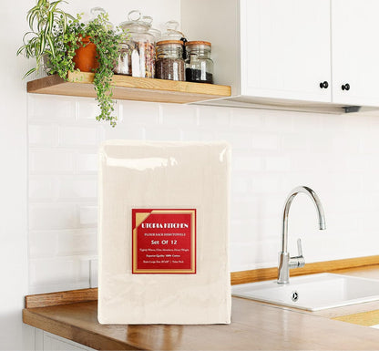 Utopia Kitchen Natural Flour Sack Towels [12 Pack - 28 x 28 Inch] 100% Cotton Tea Towels for Cleaning & Drying - Highly Absorbent Kitchen Dish Cloth