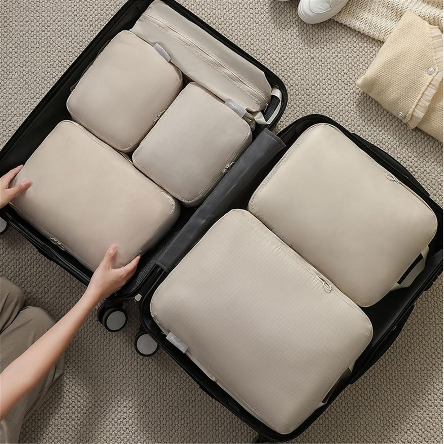 Shurhome 6Pcs Travel Organizers Set for Luggage Essential Packing Cubes Set Sturdy Luggage Organization Bag for Family Trip