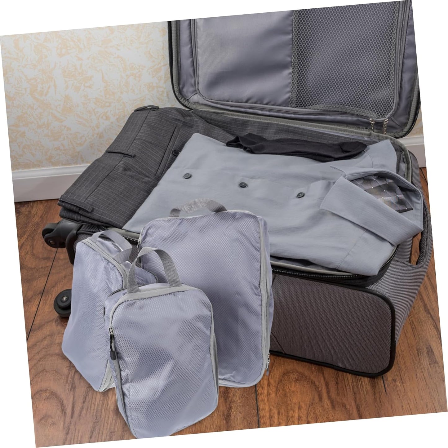 FOMIYES 3Pcs Compression Packing Cube Travel Storage Bags for Luggage Organization Durable Clothes Organizer for Travel and Expandable Design Grey