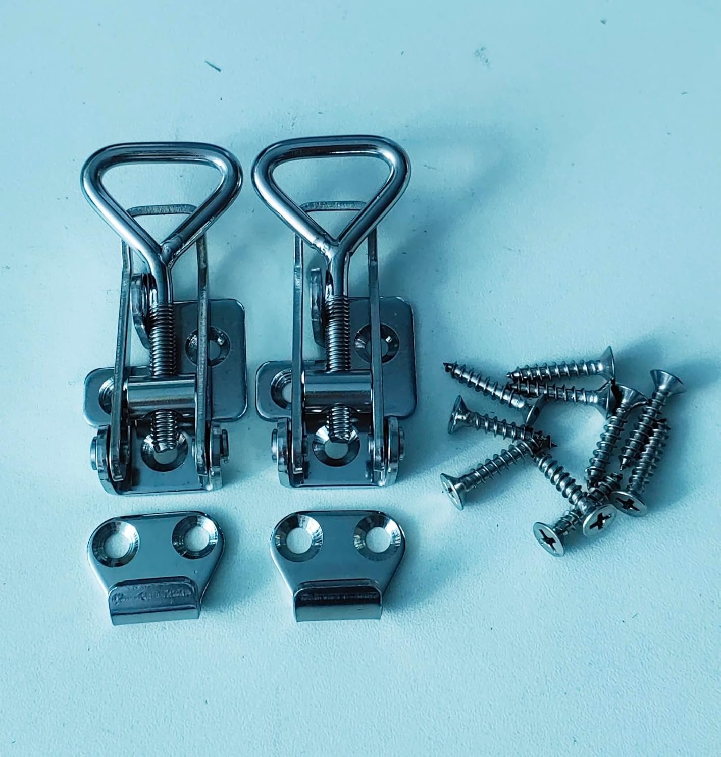 Lockable Adjustable Door Latch Buckle Cabinet Boxes Lever Handle Chest Toggle Catch Lock, 2 Pcs (1S, Range: 75-95mm)