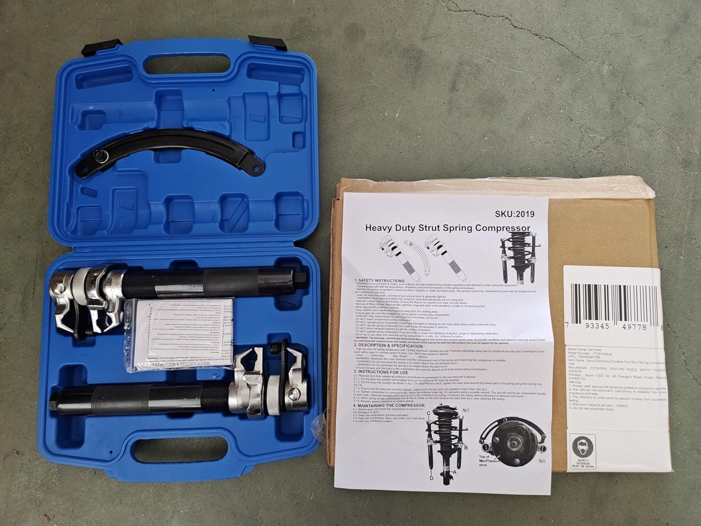 DA YUAN Spring Compressor Tool (2 Pieces) - Heavy Duty Build, Ultra Rugged Coil Spring Compressor, Strong and Durable Spring Compressor with Safety Guard and Carrying Case