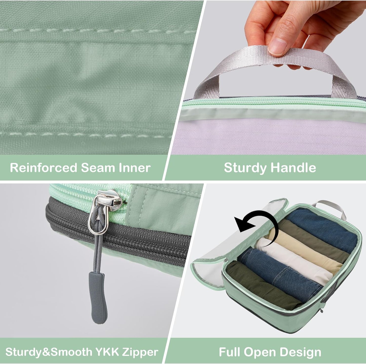 Cipway Compression Packing Cubes, See Through Mesh Luggage Organizer Bags,8 Set Travel Essentials for Carry on Suitcase with Laundry Bags Shoe Bags Travel Toiletry Bag（Sage green）