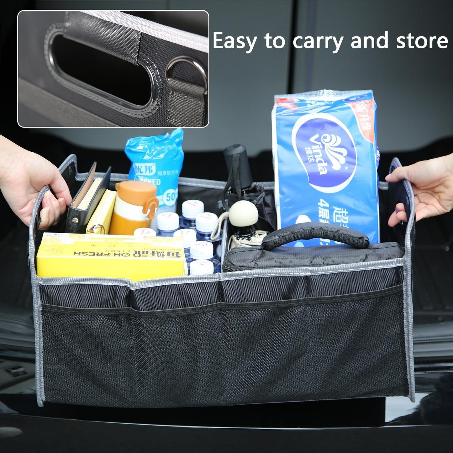 TOPABYTE Car Trunk Organizer, Rear Trunk Organizer Storage Collapsible Container, Tool Grocery bag organizer, Trunk Storage Organizer For X1 X3 X5 X6 X7 E30 3-Series 5-Seriers