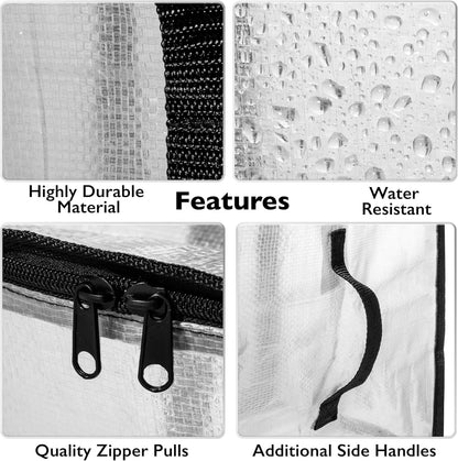 ClearSpace Oversized Moving Bags or Storage Bag – Large Moving Boxes with Backpack Straps, Zippers & Handles – Heavy-Duty Packing Bags, College Dorm, Christmas Decorations, 6 Pack