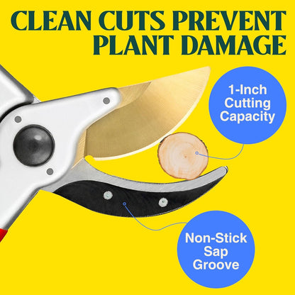 EnduroPRO Titanium Pruning Shears - Best Garden Shears Tree Trimmer Hand Pruner - Ideal BranchHedge Shrub & Bush Clippers -Razor Sharp Bypass Secateurs Ergonomic Gardening Tool for Effortless Cuts