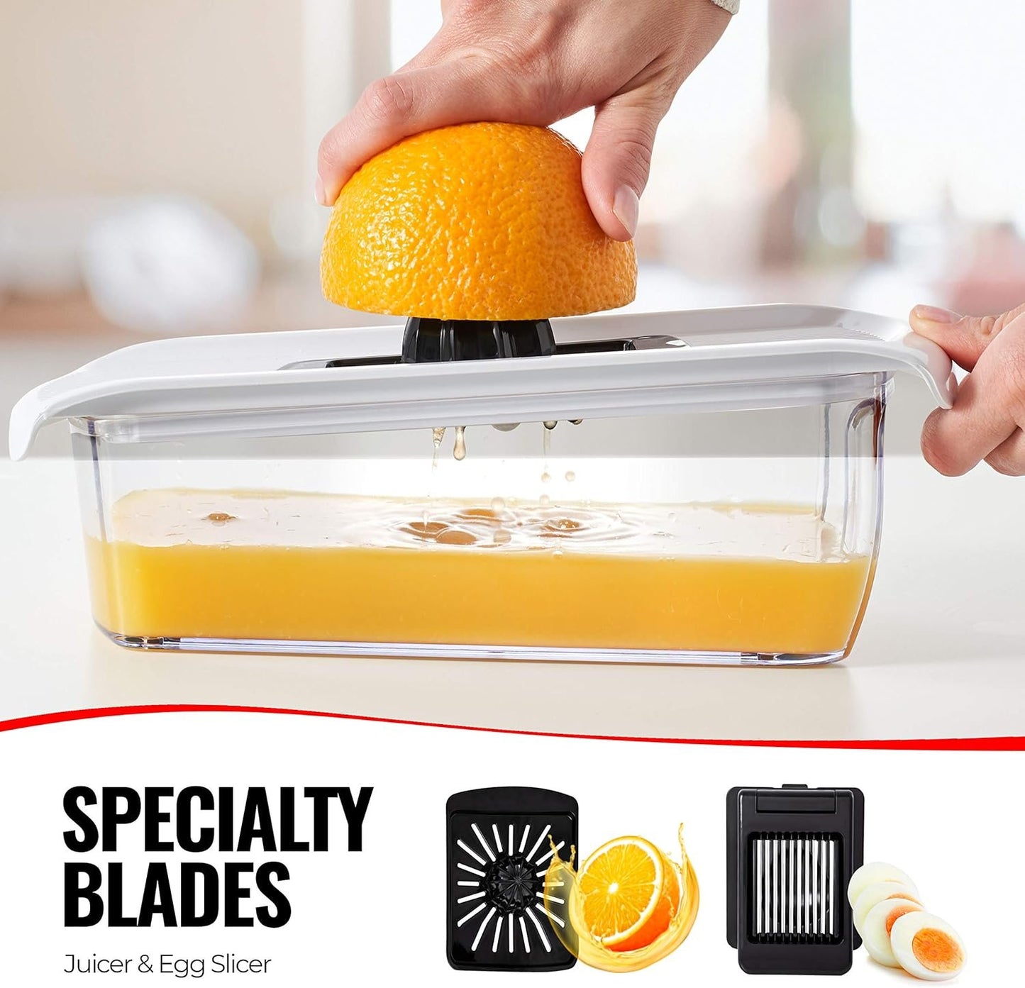 Mandoline Slicer for Kitchen - Mandoline Food Slicer - Veggie Julienne Cutter & Cheese Grater - Potato Veg Slicer - Kitchen Tools & Gadgets (11-in-1 White)