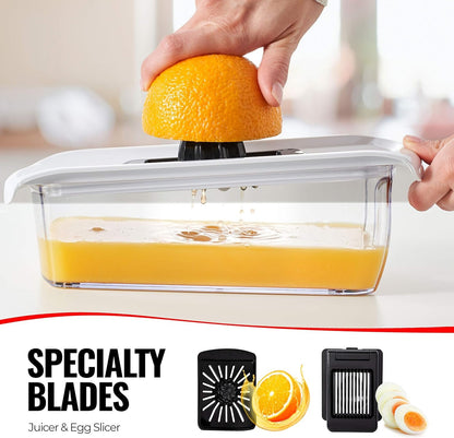Mandoline Slicer for Kitchen - Mandoline Food Slicer - Veggie Julienne Cutter & Cheese Grater - Potato Veg Slicer - Kitchen Tools & Gadgets (11-in-1 White)