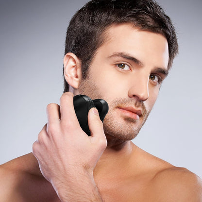 Groom Essentials 3D Rotary Face and Head Shaver for Men, LED Light, Battery-Operated Compact, Cordless Electric Shavers for Men, 3 Floating Heads - Electric Razor, Mens Shaver with Ergonomic Handle