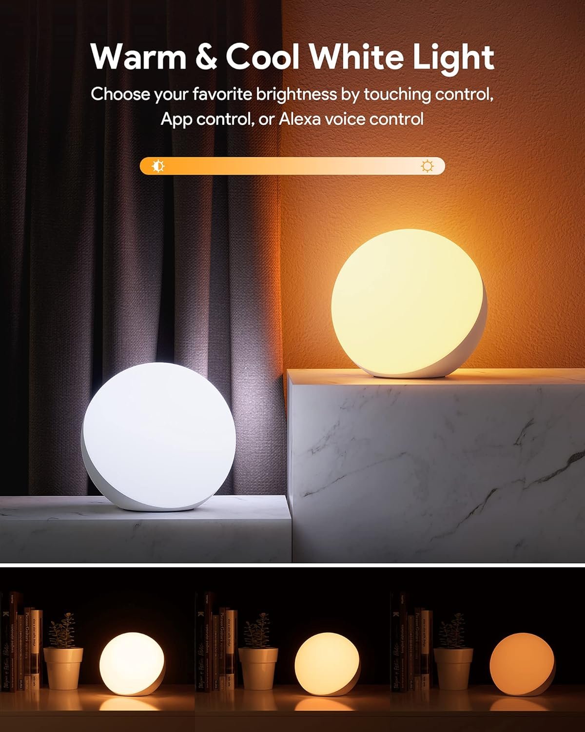 Hifree Smart LED Table Lamp, Bedside Lamp, Touch Dimmable, Compatible with Alexa and Google Assistant, WiFi Atmosphere Night Light, Mood Light, Robust and Safe for Children