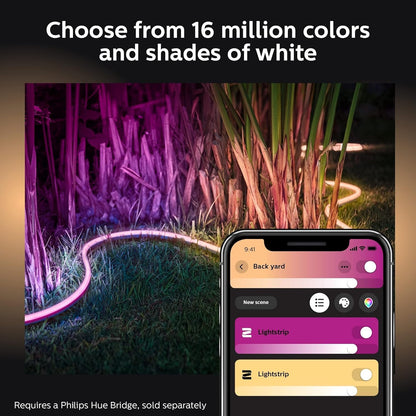 Philips Hue White & Color Ambiance Outdoor Lightstrip Extension, 2m Length, LED Strip Lights, Colour Changing, Bluetooth & Zigbee Compatible, Voice Activated with Alexa