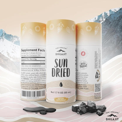Pure Himalayan Shilajit ®, Sun Dried Liquid Drops - Immune Support Supplement, Energy Boost, Detox Cleanse, Anti-Aging and Wellness - Natural Trace Minerals & Fulvic Acid Complex (50ml, Pack of 1)