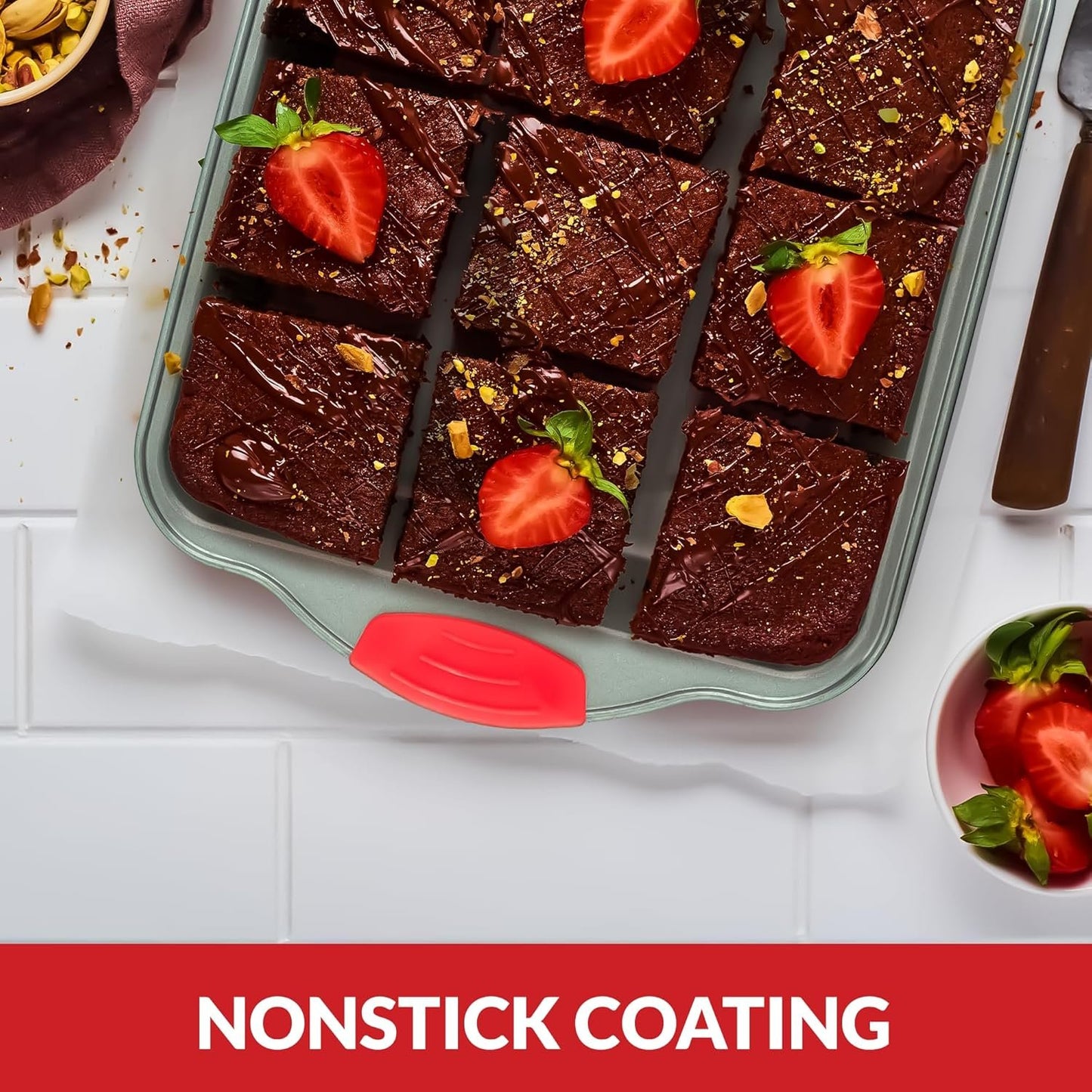 Cake Pan | Non-Stick Steel 8-Inch Square Baking Pan by Boxiki Kitchen | Durable, Convenient, Premium Quality No-Stick Baking Mold Cookware | Brownie Pan 8” x 8” x 2”
