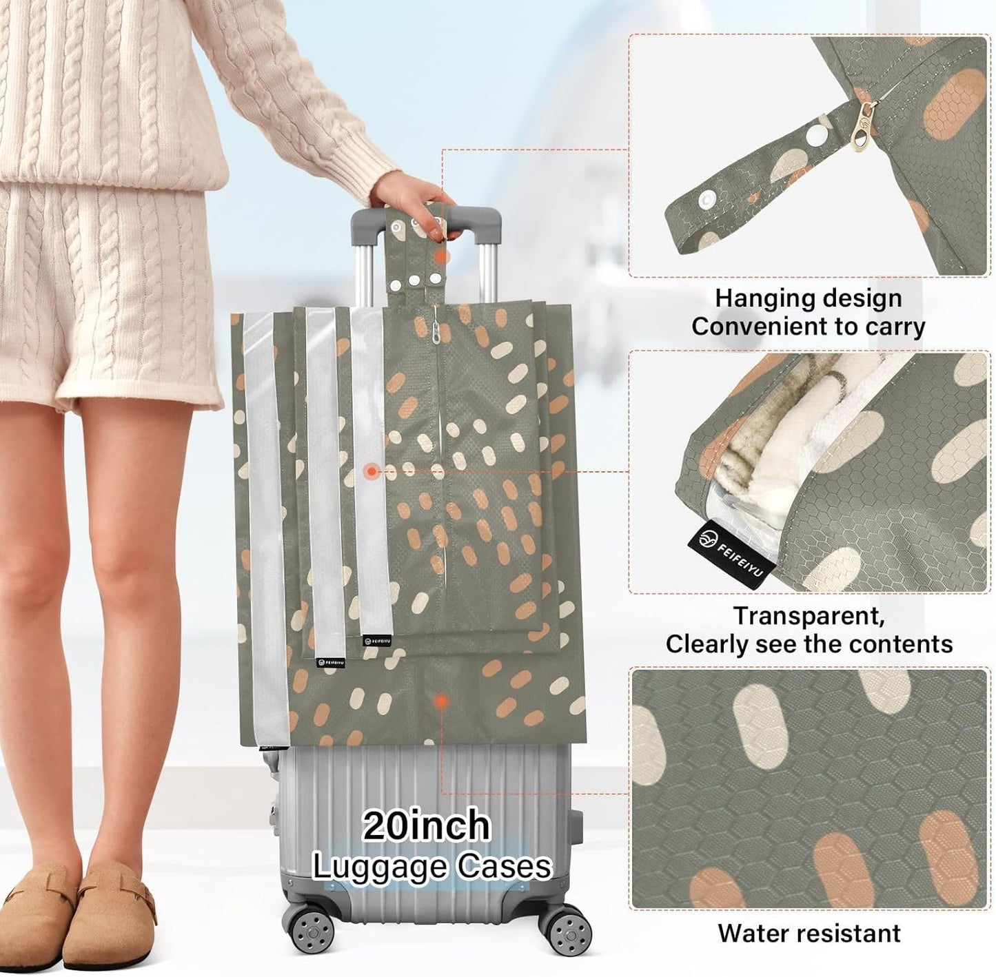 3 Piecing Packing Travel Bag Happy Thanksgiving Autumn Retro Waterproof Organizer Closet Storage Compression Bags Office Storage & Organization