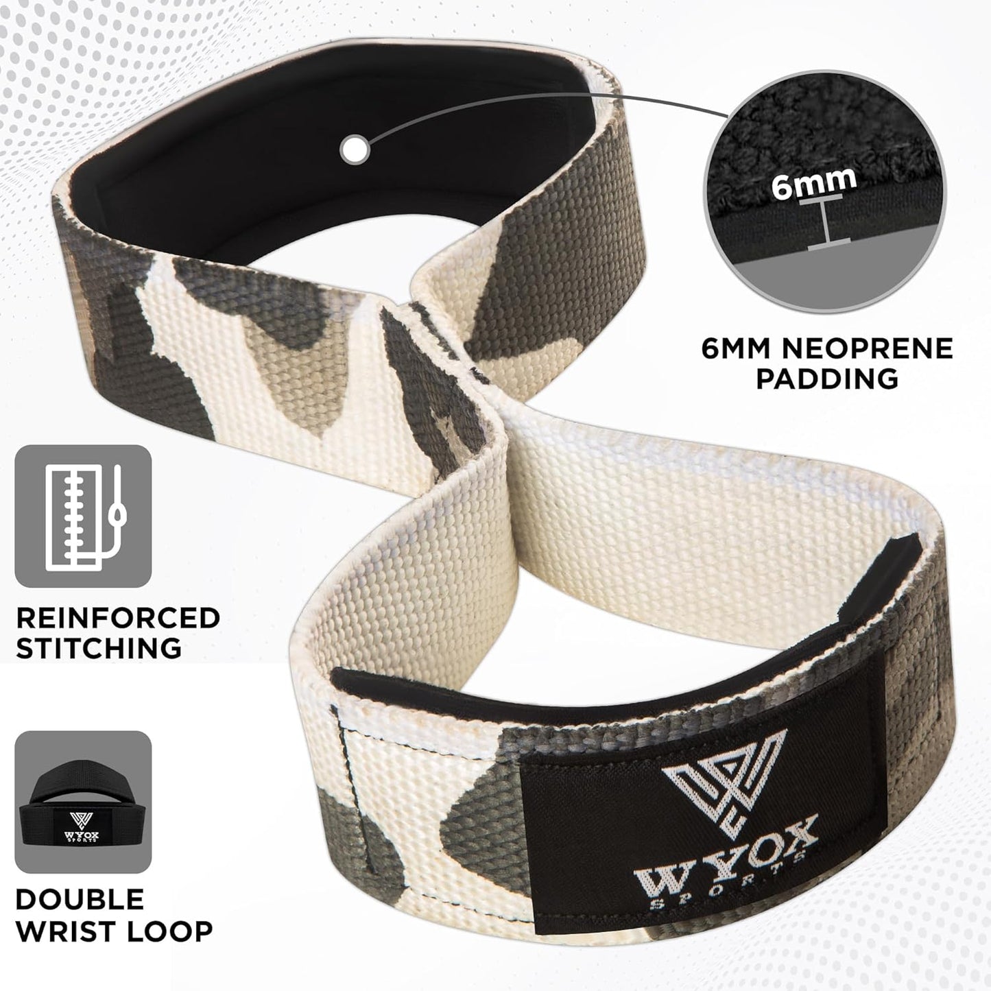 Wyox Figure 8 Weight Lifting Straps with Neoprene Wrist Support Pair (Black)