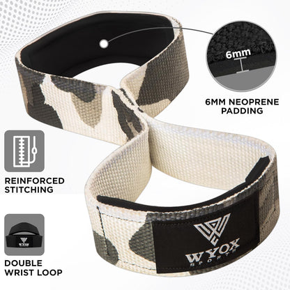 Wyox Figure 8 Weight Lifting Straps with Neoprene Wrist Support Pair (Black)