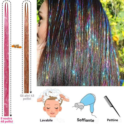 Kit Fili Luminosi Per Capelli | Set Capelli Fatati Con Filo Luccicante | Accessori Glitter Termoresistenti Per Cosplay Completi Di Attrezzi Per Natale Capodanno Matrimoni Feste A Tema Compleanni