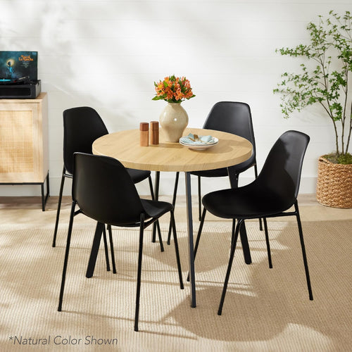 Best Choice Products Round Mid-Century Modern 35.5in Dining Table, Space-Saving Dinette for Home, Kitchen, Apartment w/Steel Legs - Black