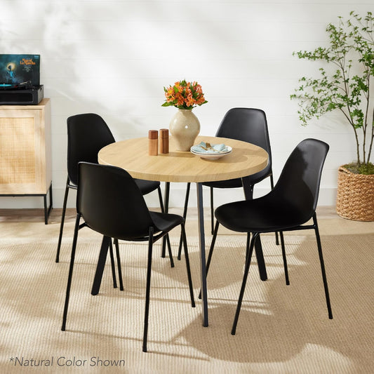 Best Choice Products Round Mid-Century Modern 35.5in Dining Table, Space-Saving Dinette for Home, Kitchen, Apartment w/Steel Legs - Black