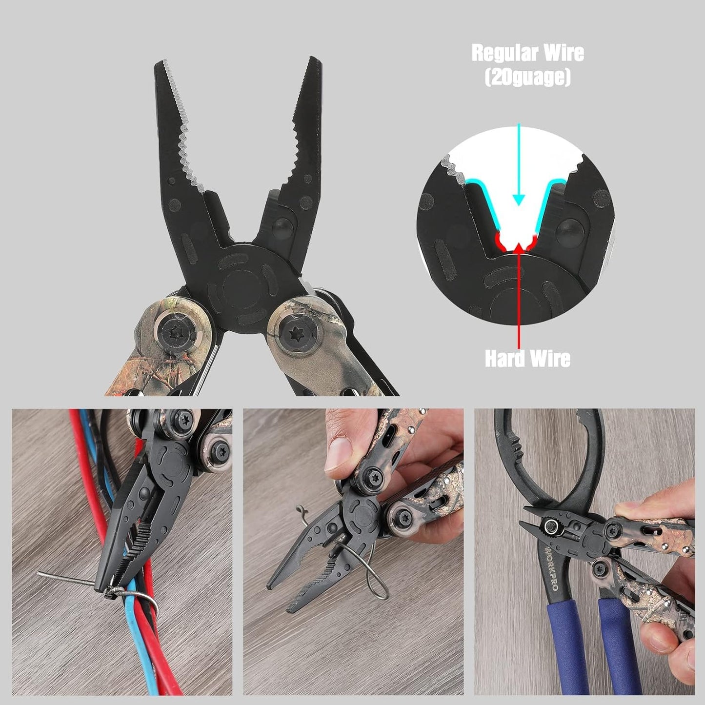 MOSSY OAK Camo Multi Tool Portable Outdoor Folding Pocket Multitool with Nylon Sheath, Knife, Pliers, Screwdrivers and More, Stainless Steel