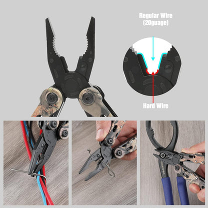 MOSSY OAK Camo Multi Tool Portable Outdoor Folding Pocket Multitool with Nylon Sheath, Knife, Pliers, Screwdrivers and More, Stainless Steel