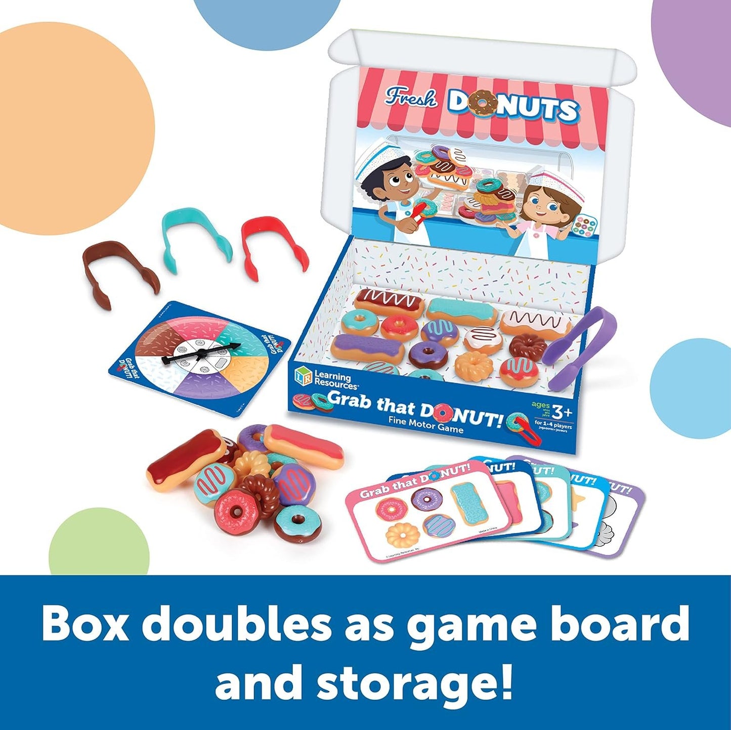 Learning Resources Grab That Donut!, 39 Pieces, Ages 3+,Fine Motor Game, Toddler Learning Toys,Toddler Toys, Educational Games for Kids, Preschool Games,Donut Toys