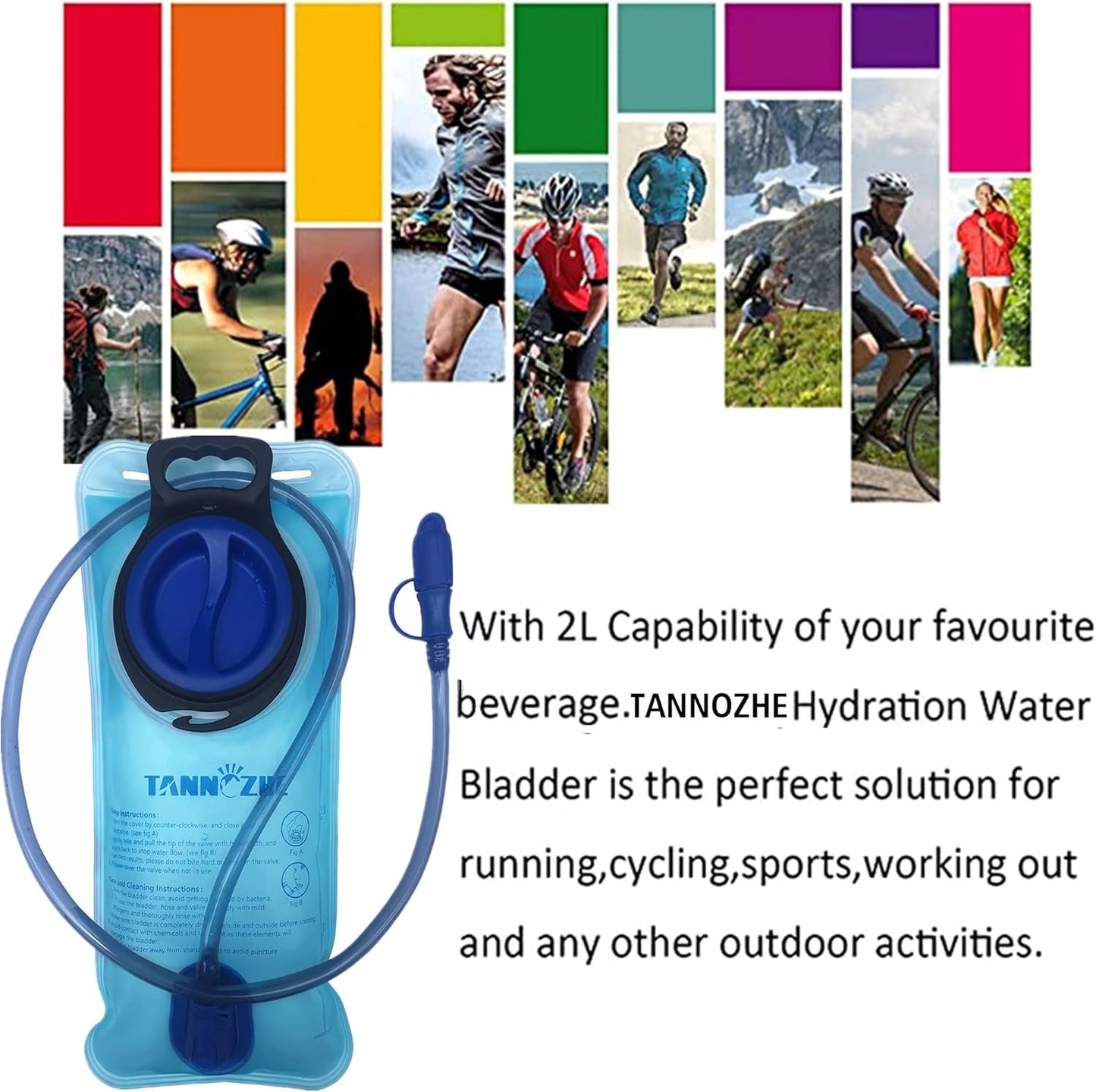 TANNOZHE Hydration Bladder Water Bladder Leak Proof Water Reservoir,BPA Free Hydration Pack Replacement,Sports Travel Reservoir Hydration Bag Pack Hiking,Outdoor