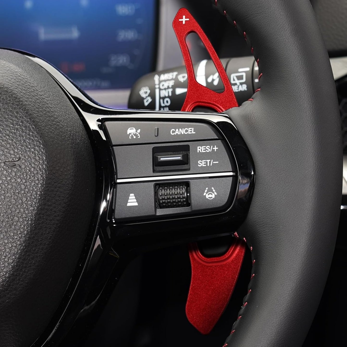 CKE 2pcs Compatible with Honda Civic Accord CR-V Pilot 2025 2024 2023 Accessories Car Paddle Shifter Extension Interior Shift Cover Trims -Red