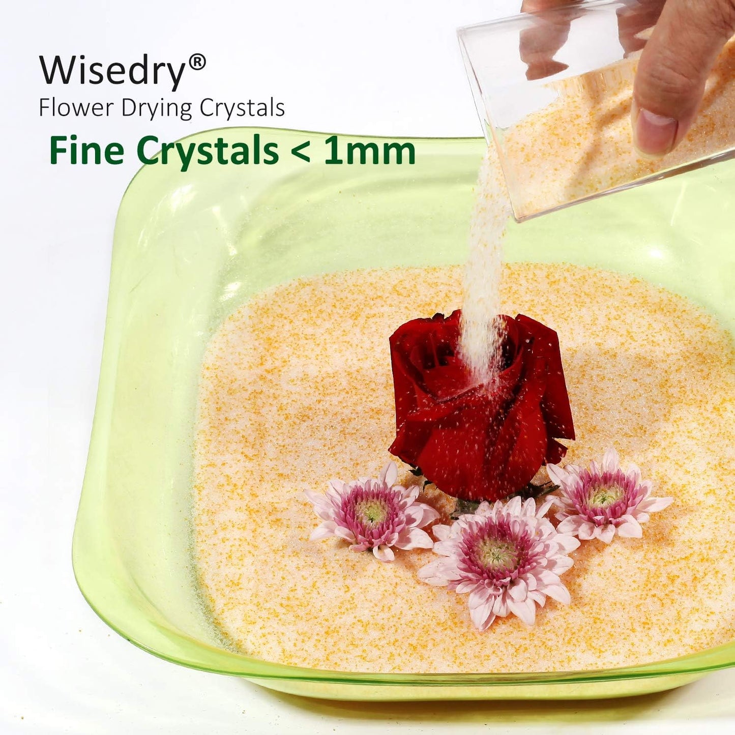 wisedry Flower Drying Silica Crystal - 2 Lbs, Fine Crystals < 1mm, Colour Indicative, Reusable