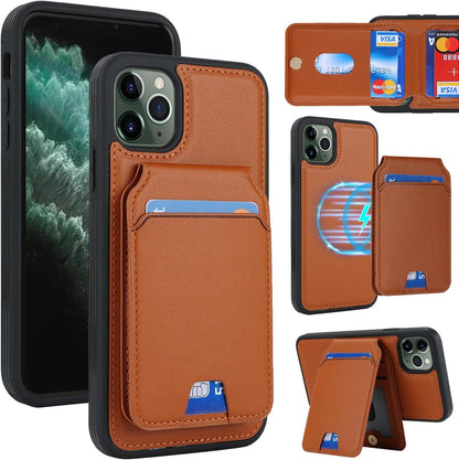 FROLAN for iPhone 11 Pro Max MagSafe Case Wireless Charging with Wallet Detachable Card Holder Premium PU Leather Magnetic Stand Kickstand Protective Phone Cover for iPhone 11 Pro Max 6.5" Brown