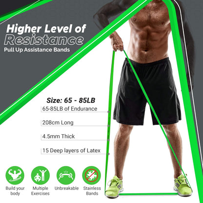 Physix Pull Up Assistance Bands - Looped Resistance Bands, Workout Rubber Bands for Exercise HIIT Muscle Toning Stretching Powerlifting Physical Therapy Pilates Yoga (1 Band, w/eGuide)