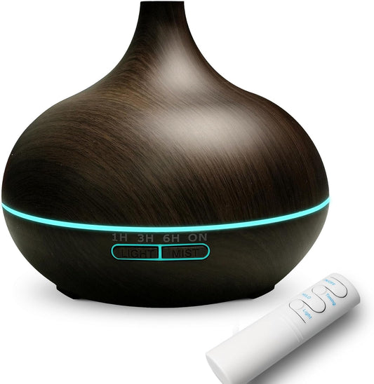 550ml Essential Oil Diffuser with Remote Control, 3 Timer Settings, Black