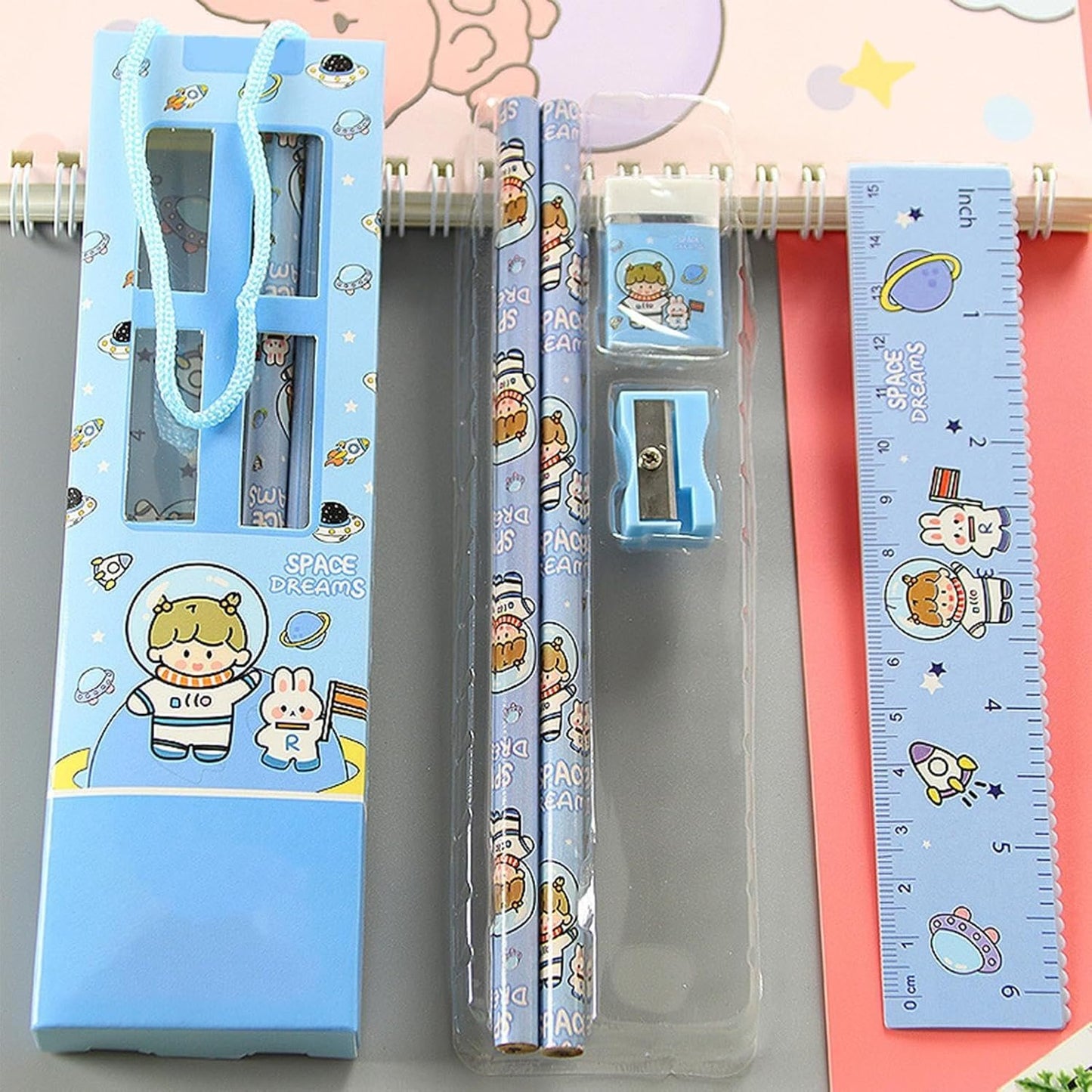 Stationery Writing Set, Stationery Kit for School | Prize Stationery Kit With Notebooks, Signature Pens, Pencils, Erasers, Rulers for Kids
