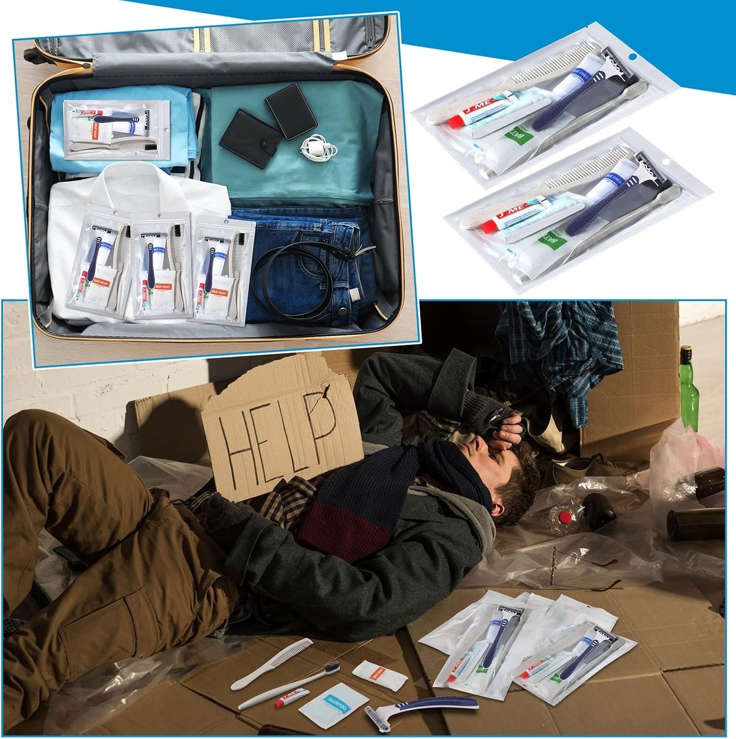 Suclain 96 Pack of Bulk Hygiene Kit for Homeless Travel Size Toiletries Bulk Dental Hygiene Kit Homeless Care Package Supplies for Travel Cleaning Charity Hotel Hospital Industries