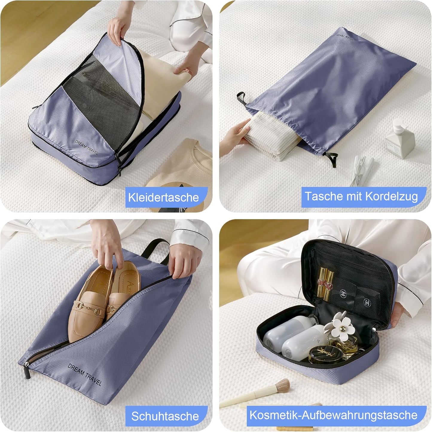 Packing Cubes Compression 6 Pack Compression Backpack Suitcase Organizer Ultralight Expandable Suitcase Organizer Travel Cubes Grey