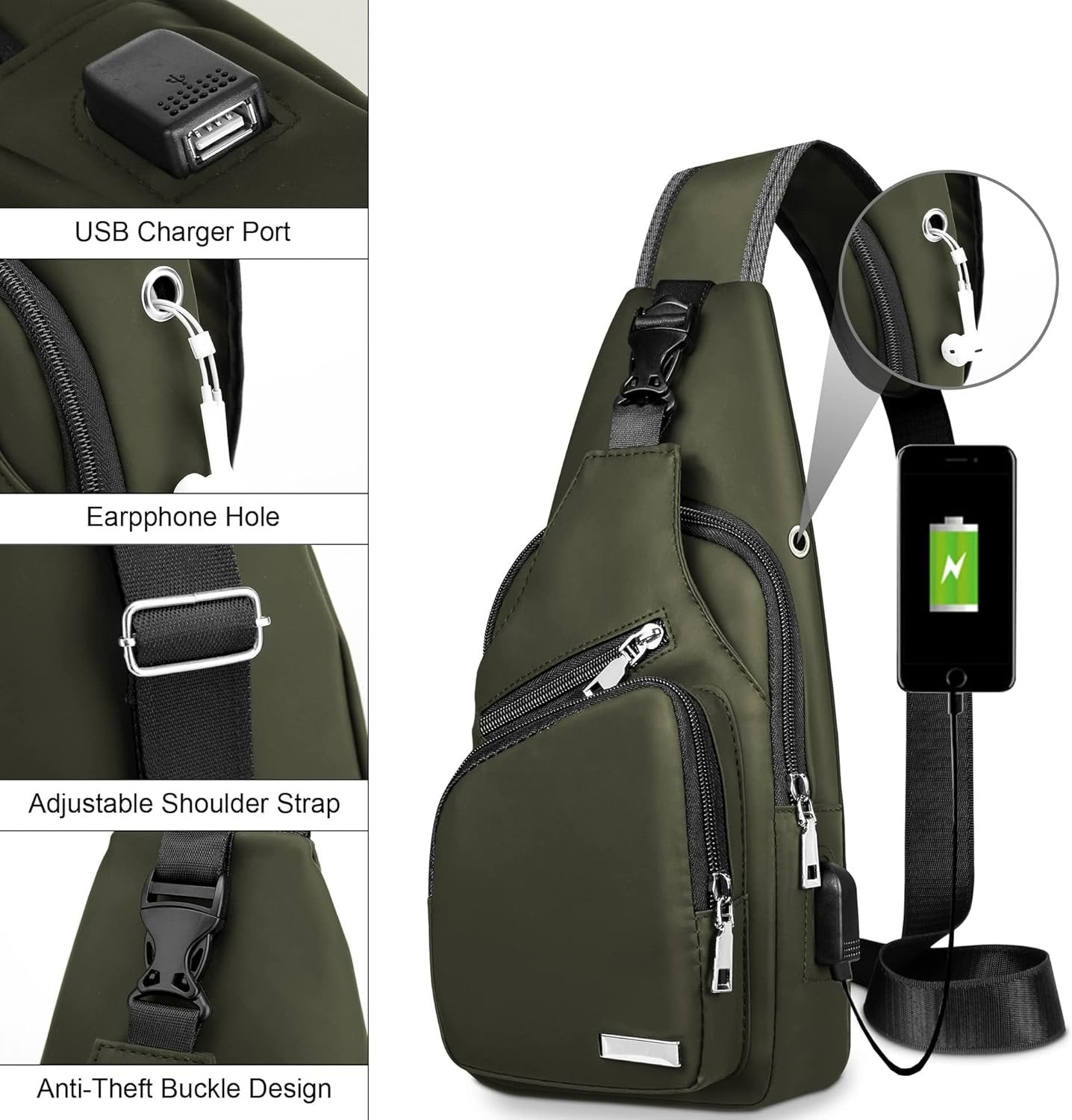 Waterproof Sling Bag Crossbody Backpack for Men Women Sling Backpack Hiking Daypack Multipurpose Cross Body Chest Bag