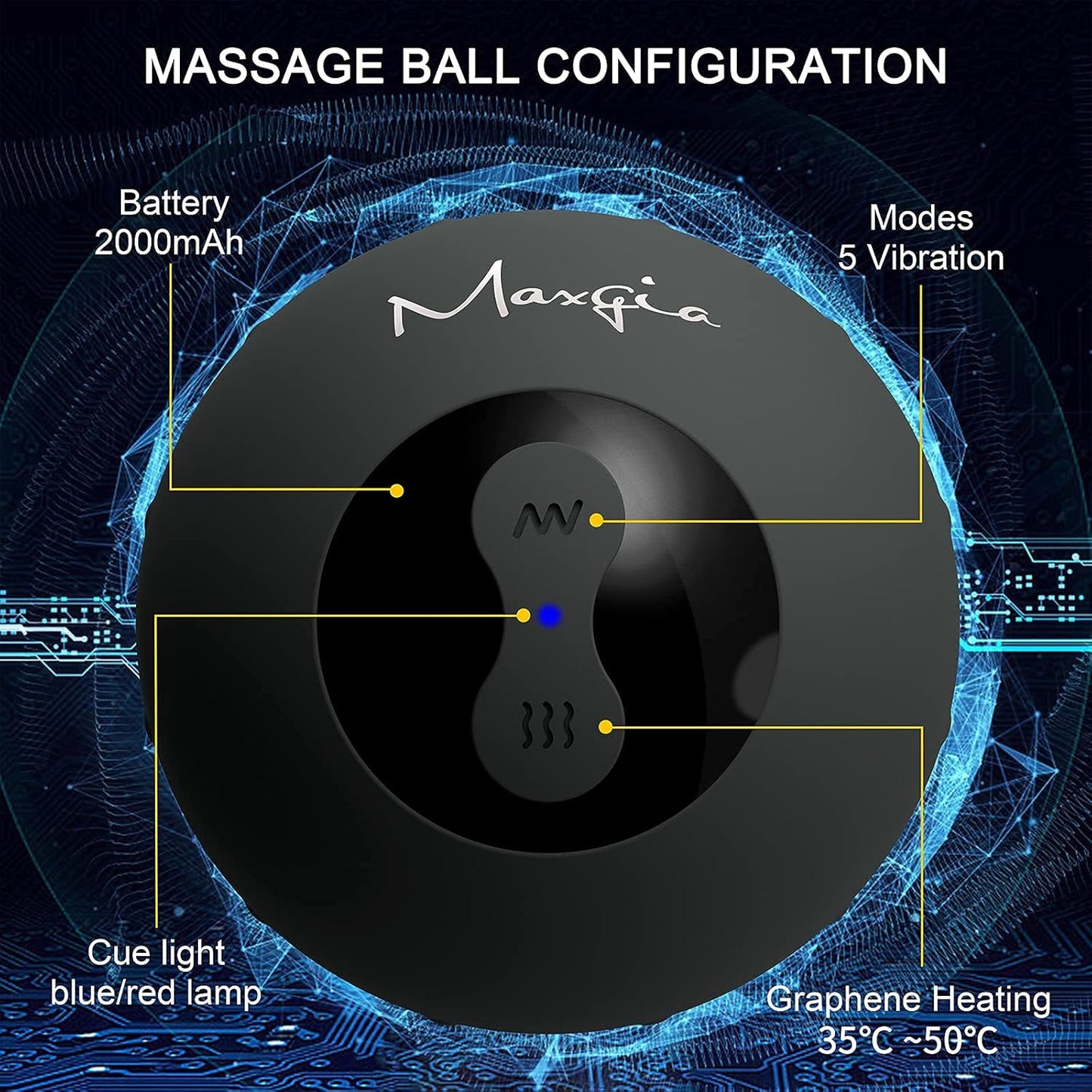 Heating Vibrating Massage Ball - Yoga Foam Roller Ball - Electric Lacrosse Ball with 5 Speed Vibration for Myofascial Release Muscle Recovery Deep Tissue Trigger Point Therapy Fitness Pressure Relief
