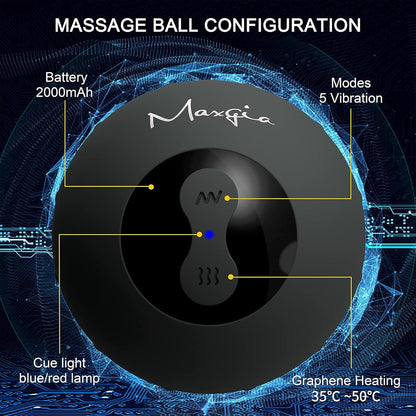 Heating Vibrating Massage Ball - Yoga Foam Roller Ball - Electric Lacrosse Ball with 5 Speed Vibration for Myofascial Release Muscle Recovery Deep Tissue Trigger Point Therapy Fitness Pressure Relief
