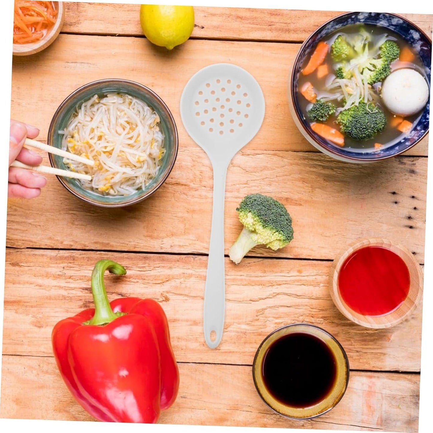 SOIMISS Recinzione Da Pesca in Silicone Caldo Utensili Da Cucina Notizia in Anticipo Gadget Da Cucina Cucinare Colino Per Cucchiaio Da Frittura Pentola Piccolo Filtro Bianca Gel Di Silice