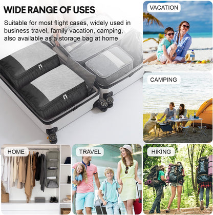 4-Piece Black Space-Saving Suitcase Organizer Suitcase Travel Organizer for Underwear Footwear Clothes