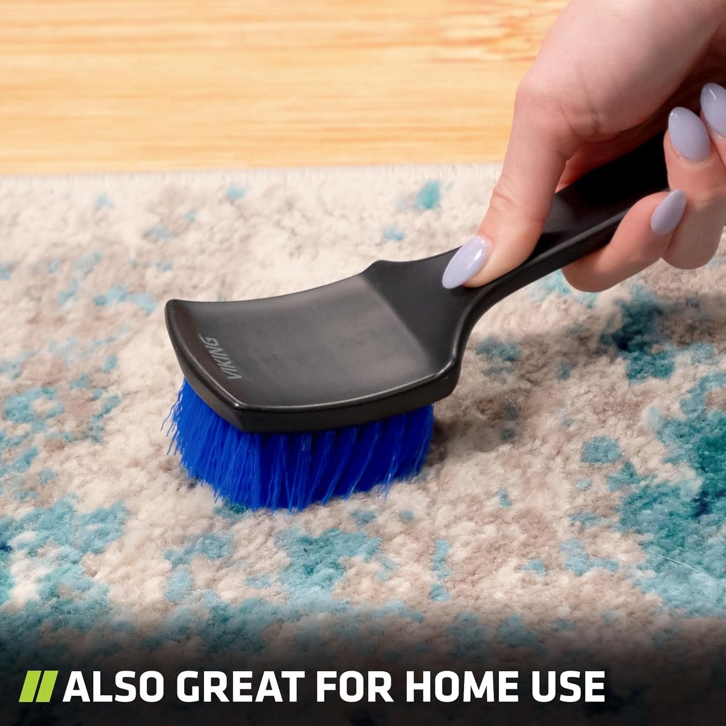 Viking Carpet Cleaning and Scrub Brush for Floor Mats, Cleaning Brush for Car Interior and Home, Black and Blue, 8.3 inch x 2.5 Inch