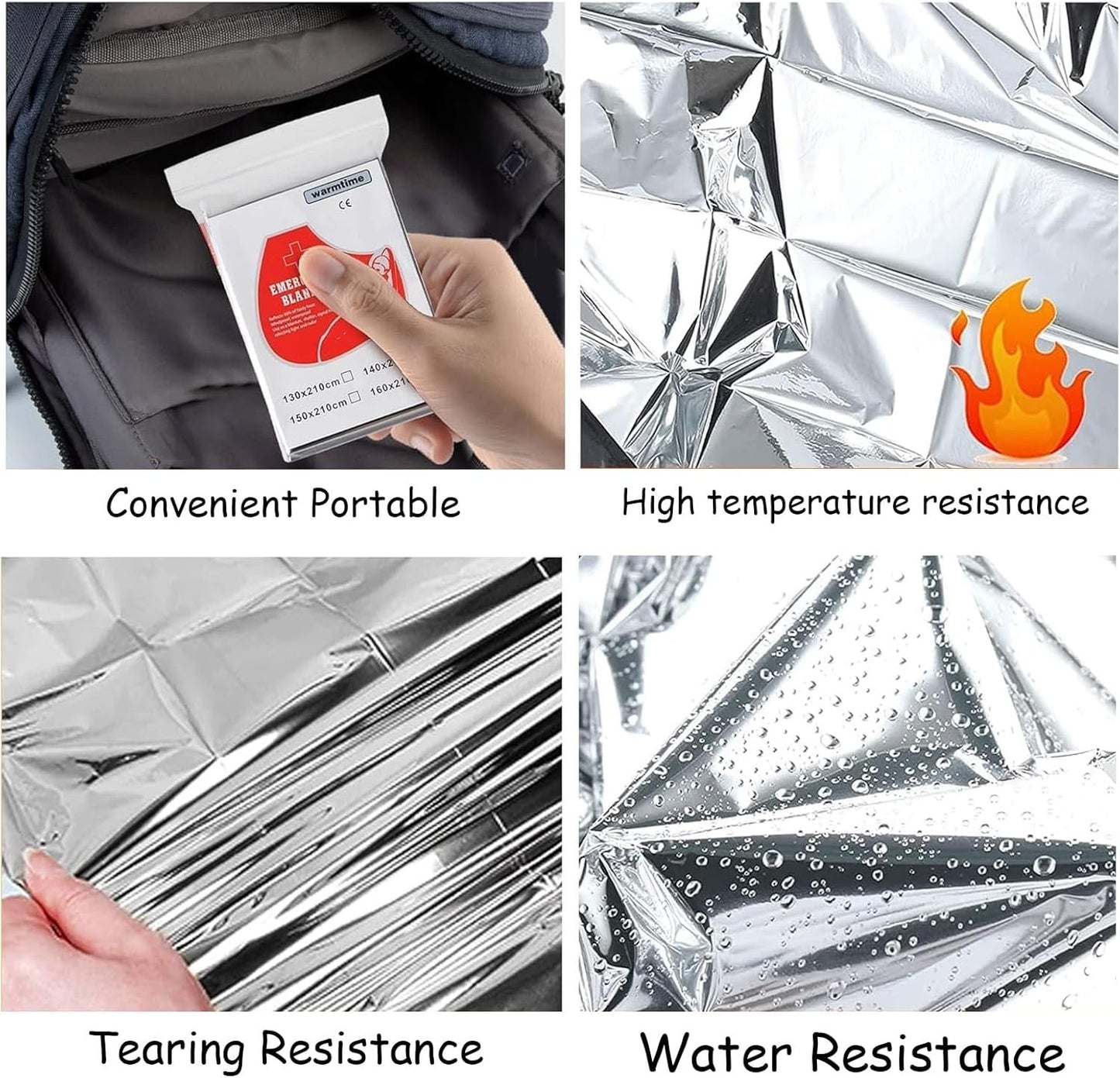 AEIMIAIDE 12pcs Emergency Space Blanket, Mylar Thermal Survival Blankets Emergency Foil Blanket for Keeping Body Warm,Ourdoor, Hiking, Camping Gear, Travelling
