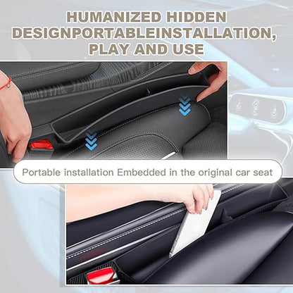 2PCS Car Seat Gap Filler Organizer,Multifunctional Car Gap Fillers with USB and Phone Holder,Auto Interior Accessories,Universal Car Seat Storage Organizer Between Seats for Phone,Keys (Black)