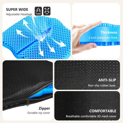 Tsmertor Gel Seat Cushion for Office Chair 3.54in Thick Ergonomic Gel Cushion Seat Pad for Long Sitting Relieve Sciatica Back,Pressure Sore&Ulcer Pain for Wheelchair Office Chairs Car Seats