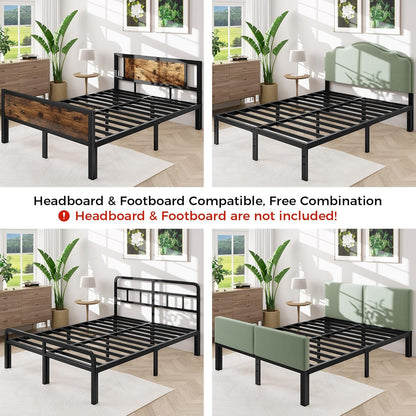 King Size Bed Frame, 14 Inch King Bed Frame with Underbed Storage, Heavy Duty Metal Platform Bed Frame No Box Spring Needed, Noise Free - Easy Assembly