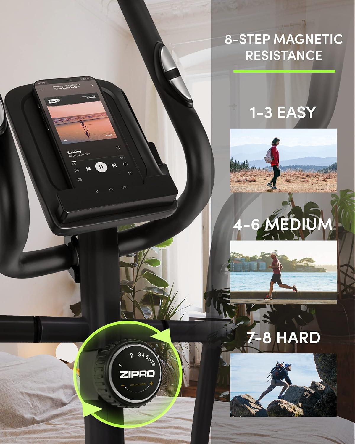 Zipro Burn Crosstrainer Elliptical Up to 120 kg Cardio Home Cardio Machine Elliptical Exercise Bike 8 Resistance Levels